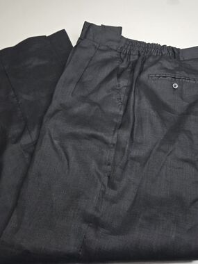 Godbody Collection 100% Linen Men's Black Dress Pants with Elastic Waistband